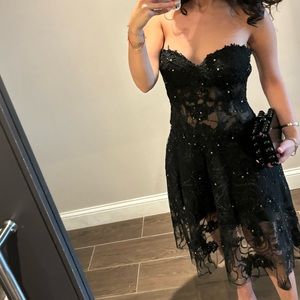Jovani lace corset glitter stone  fit and flare dress